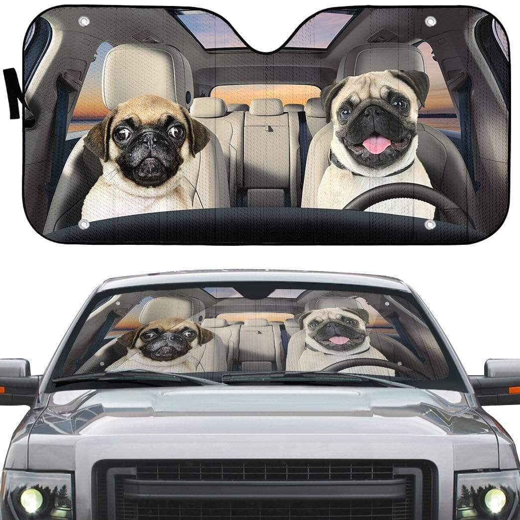 gearhumans 3D Pug Custom Car Auto Sunshade GL15068 Auto Sunshade 