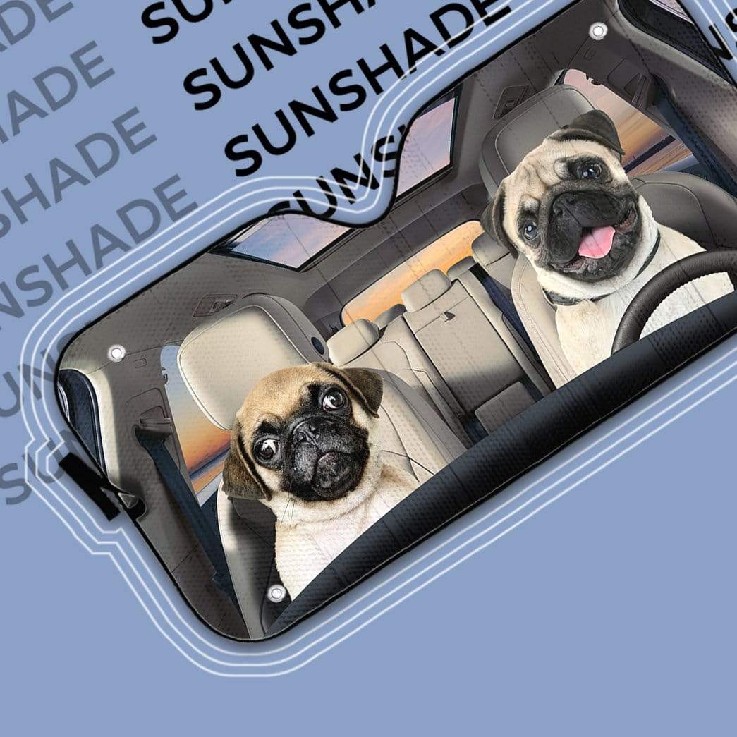 gearhumans 3D Pug Custom Car Auto Sunshade GL15068 Auto Sunshade 