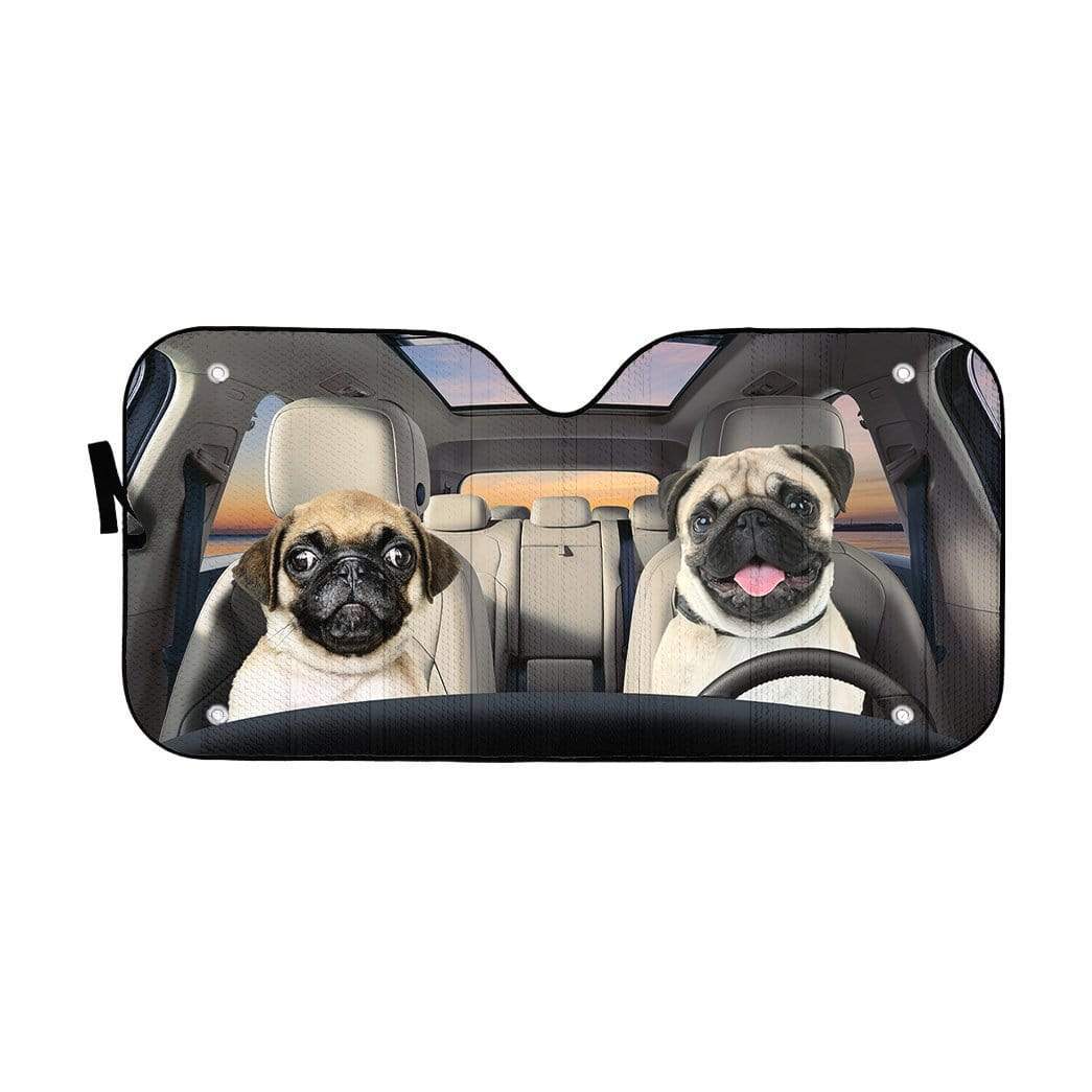 gearhumans 3D Pug Custom Car Auto Sunshade GL15068 Auto Sunshade 57''x27.5'' 