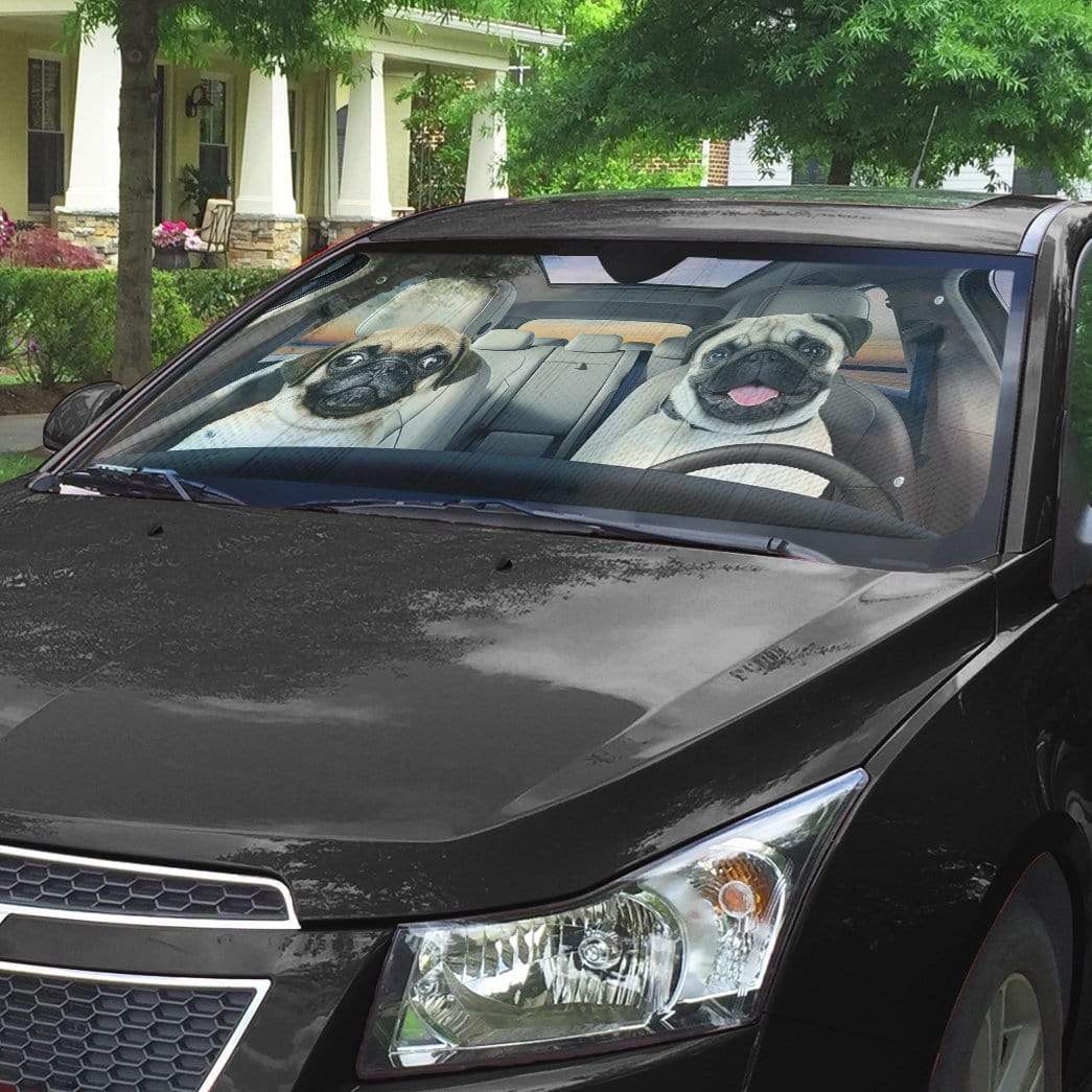 gearhumans 3D Pug Custom Car Auto Sunshade GL15068 Auto Sunshade 