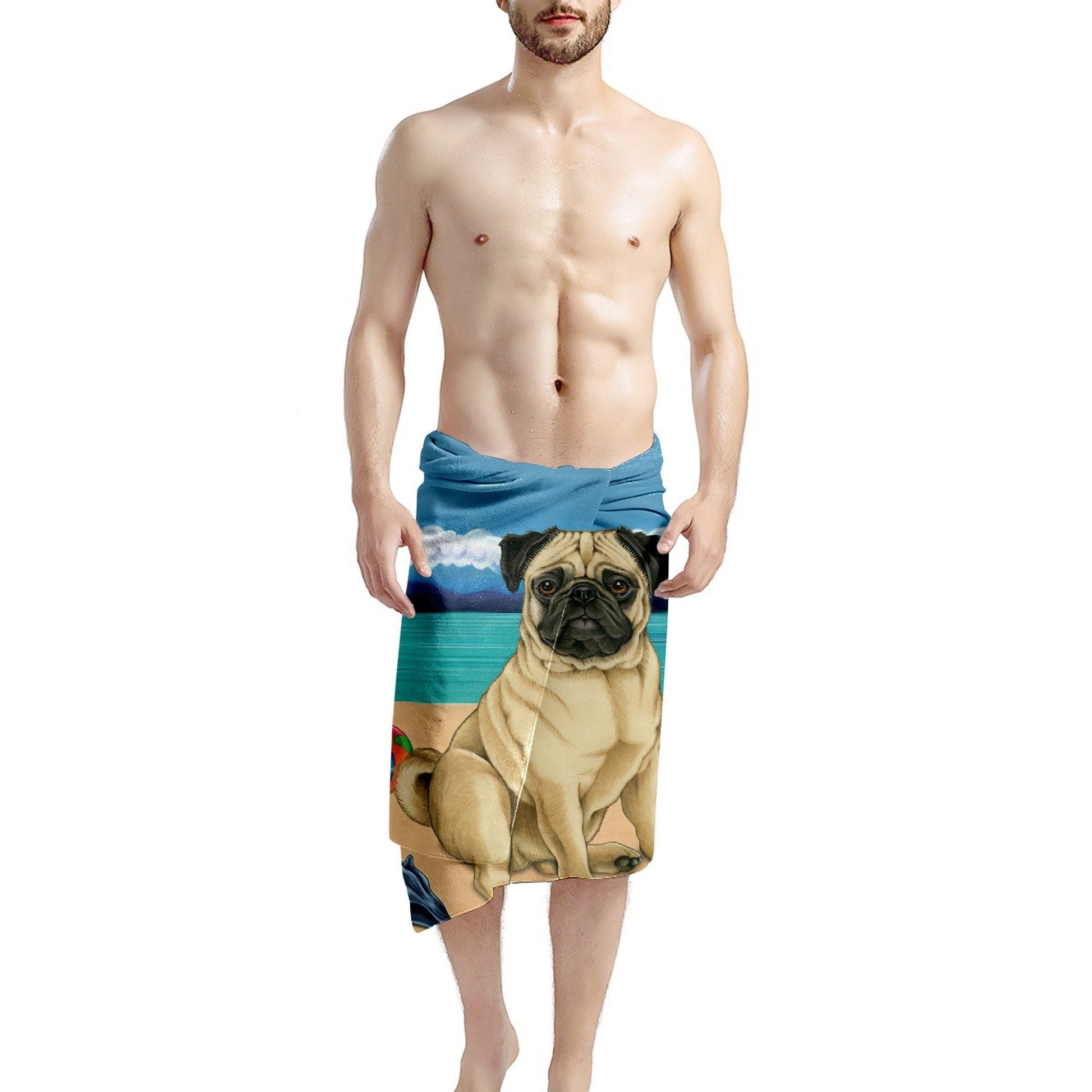 Gearhumans 3D Pug Dog Custom Beach Towel GW120517 Towel 