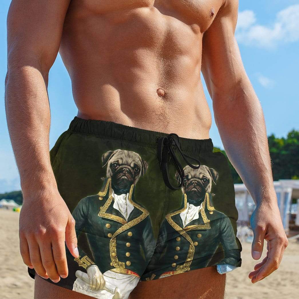 Gearhumans 3D Pug Dog Historical Portrait Custom Summer Beach Shorts Swim Trunks GV30064 Men Shorts 