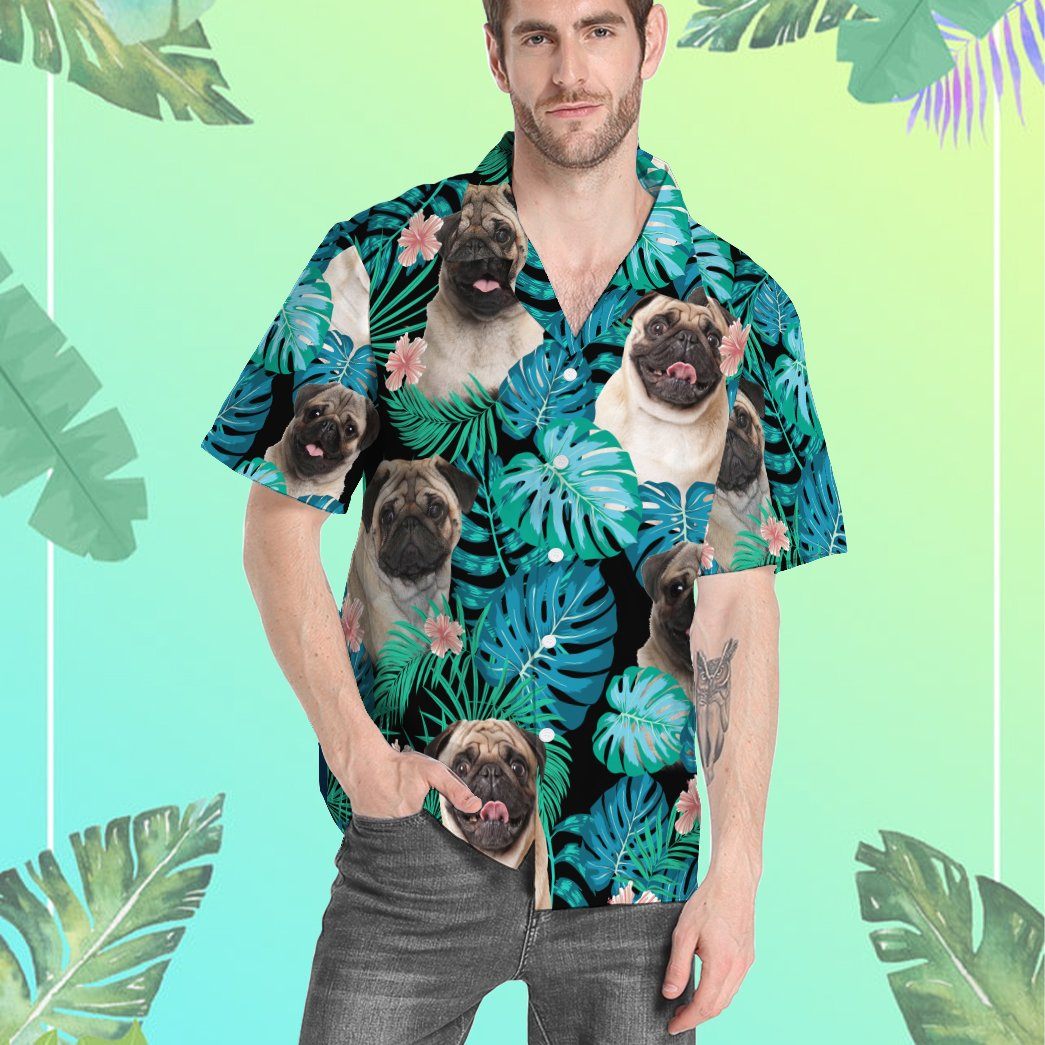 Gearhumans 3D Pug Dog Summer Custom Short Sleeve Shirt GW19052110 Hawai Shirt 