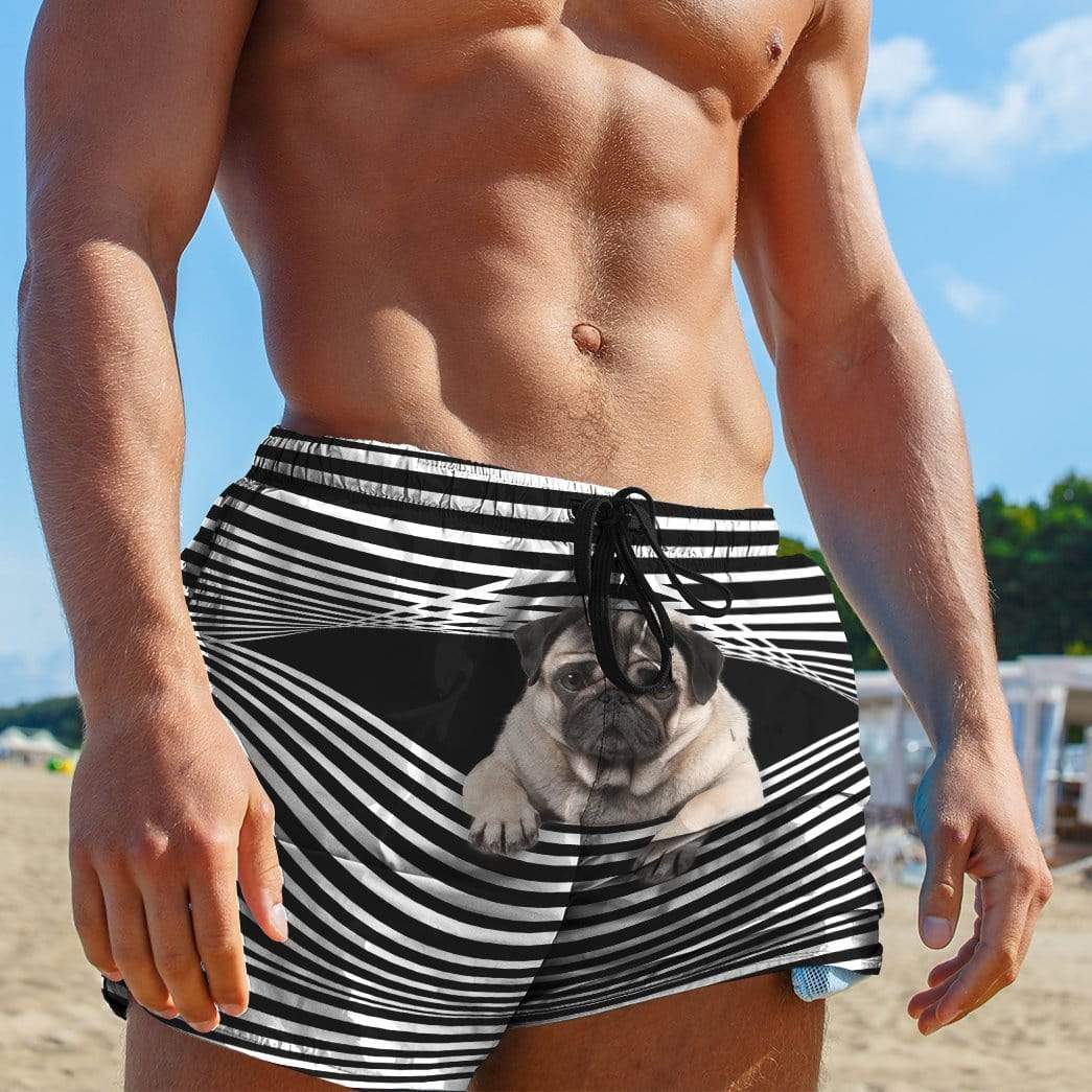 Gearhumans 3D Pug Stripes Custom Beach Shorts Swim Trunks GV31073 Men Shorts