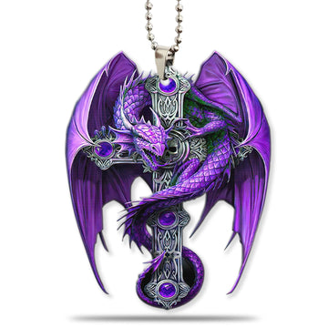 Gearhumans 3D Purple Dragon Sword Car Hanging
