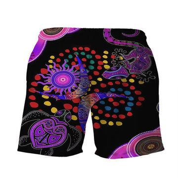 Gearhumans 3D Purple Turtle Lizard Shorts ZK2005217 Men Shorts 