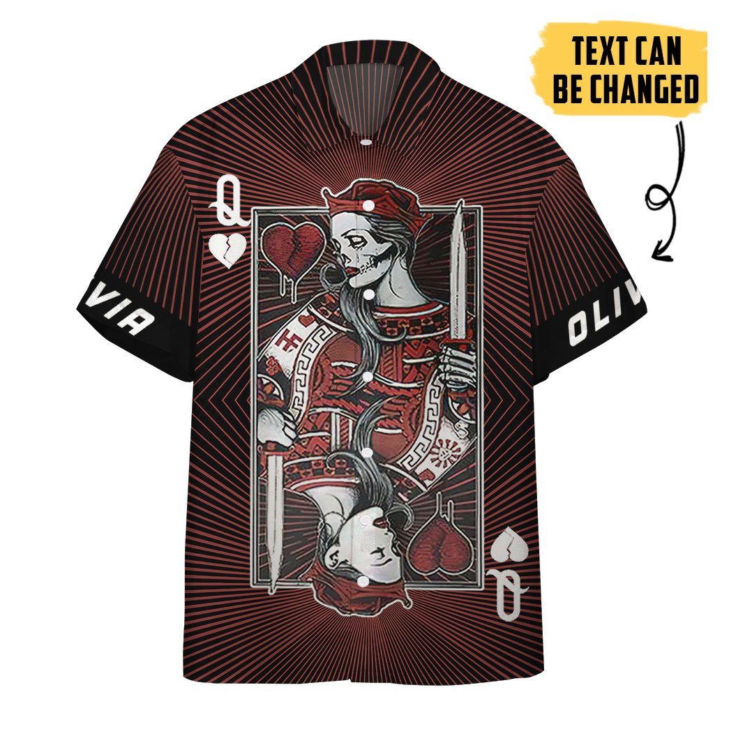 Gearhumans 3D Queen Skull Heart Couple Custom Name Short Sleeve Shirt GS0507214 Hawai Shirt Hawai Shirt S 