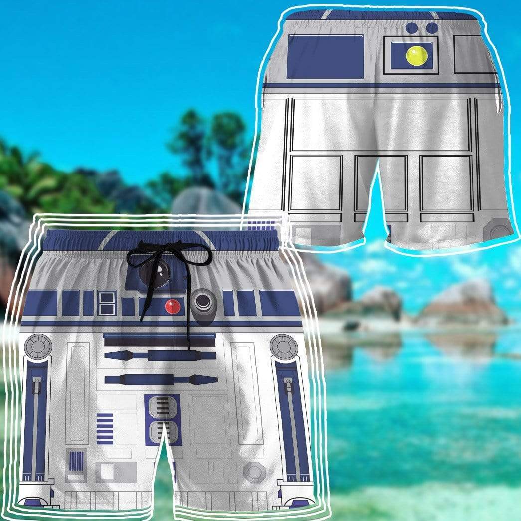 Gearhumans 3D R2-D2 Custom Beach Shorts Swim Trunks GL23078 Men Shorts