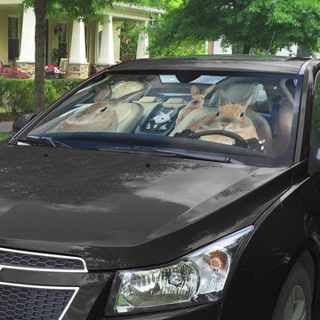 Gearhumans 3D Rabbit Family Custom Car Auto Sunshade