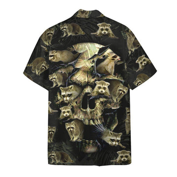 Gearhumans 3D Raccoon Skull Hawaii Shirt