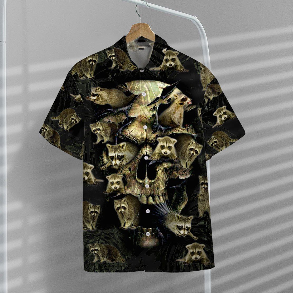 Gearhumans 3D Raccoon Skull Hawaii Shirt ZZ07041 Hawai Shirt 