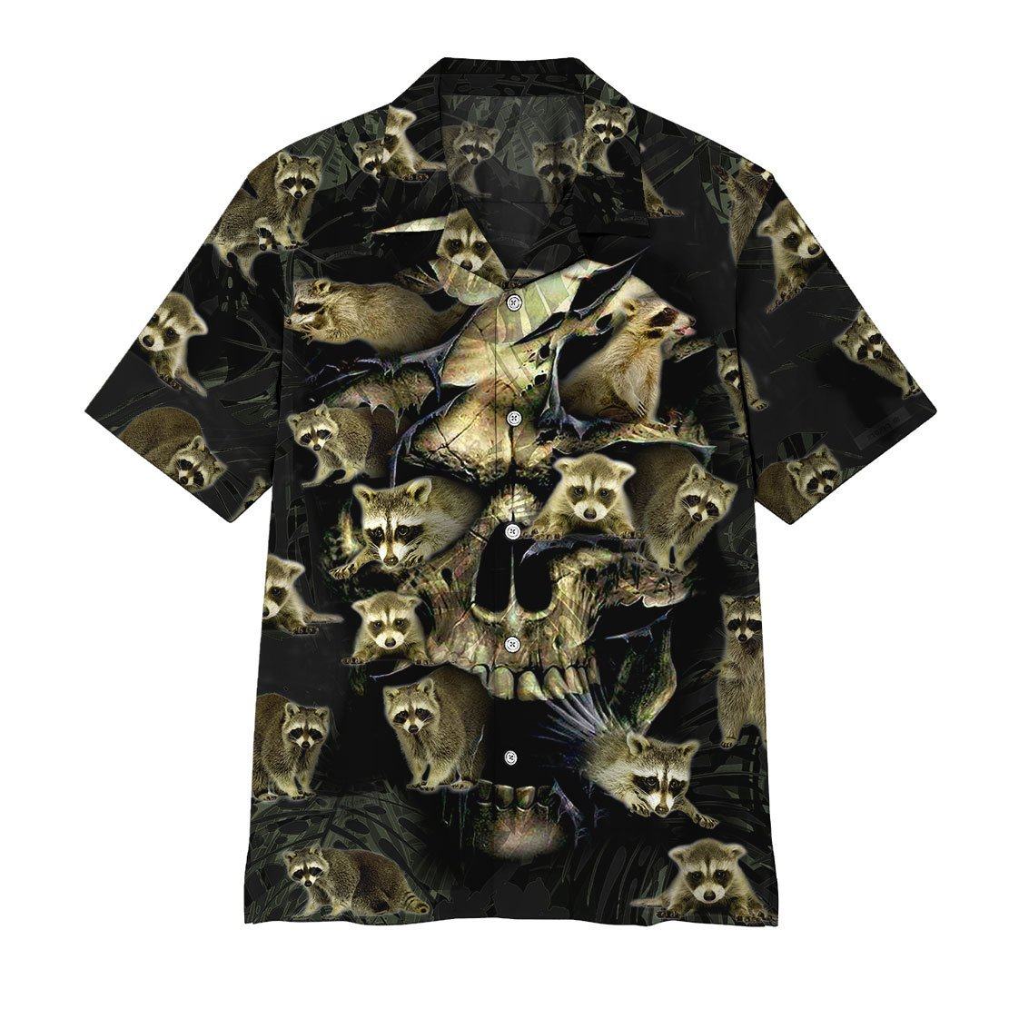Gearhumans 3D Raccoon Skull Hawaii Shirt ZZ07041 Hawai Shirt Short Sleeve Shirt S 