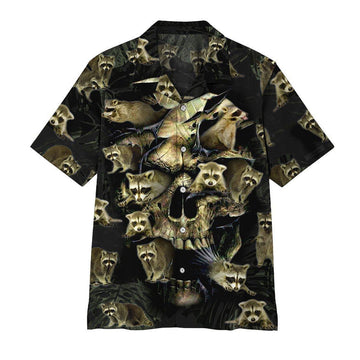 Gearhumans 3D Raccoon Skull Hawaii Shirt