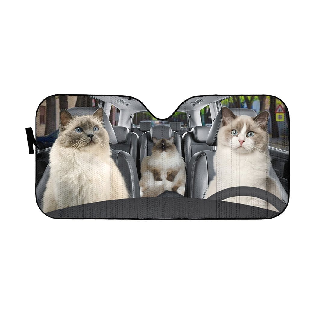 gearhumans 3D Ragdoll Cat Family Custom Car Auto Sunshade GW11055 Auto Sunshade 57''x27.5'' 