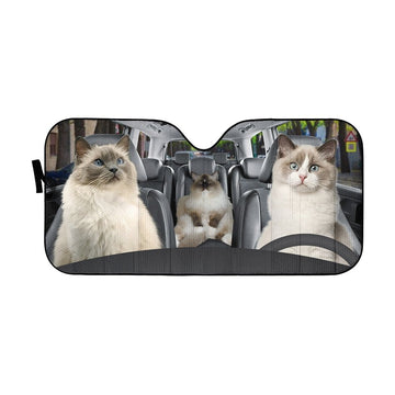 Gearhumans 3D Ragdoll Cat Family Custom Car Auto Sunshade