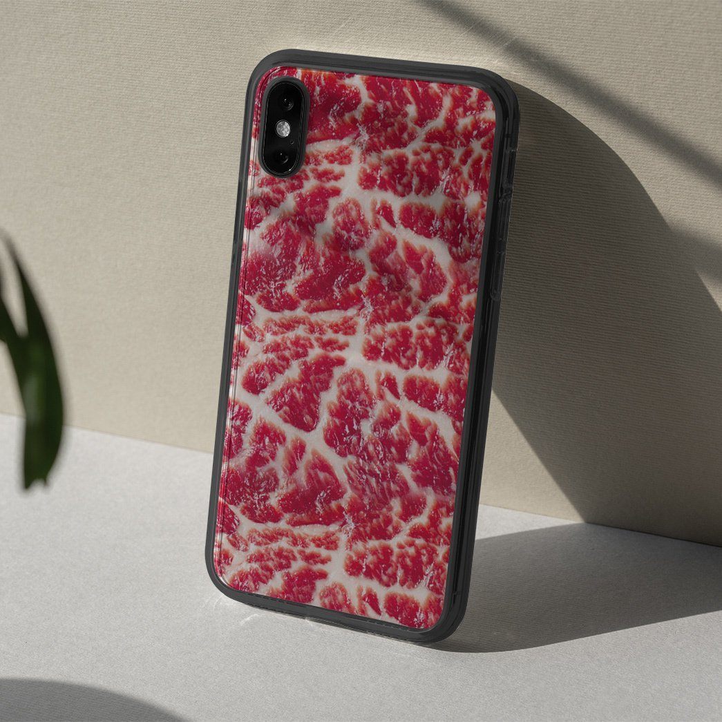 Gearhumans 3D Raw Meat Phone Case ZK2105218 Glass Phone Case 