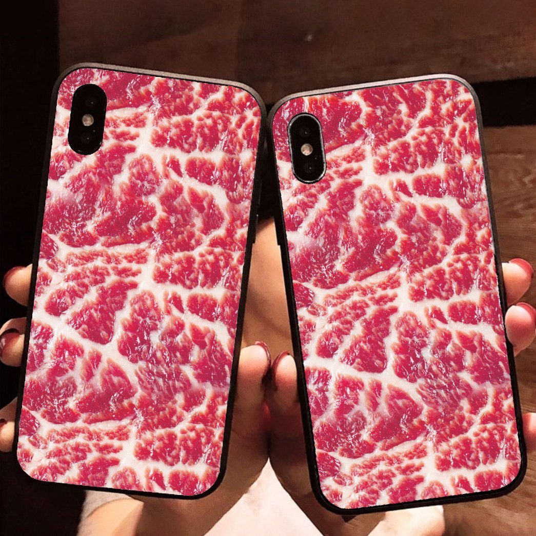Gearhumans 3D Raw Meat Phone Case ZK2105218 Glass Phone Case 