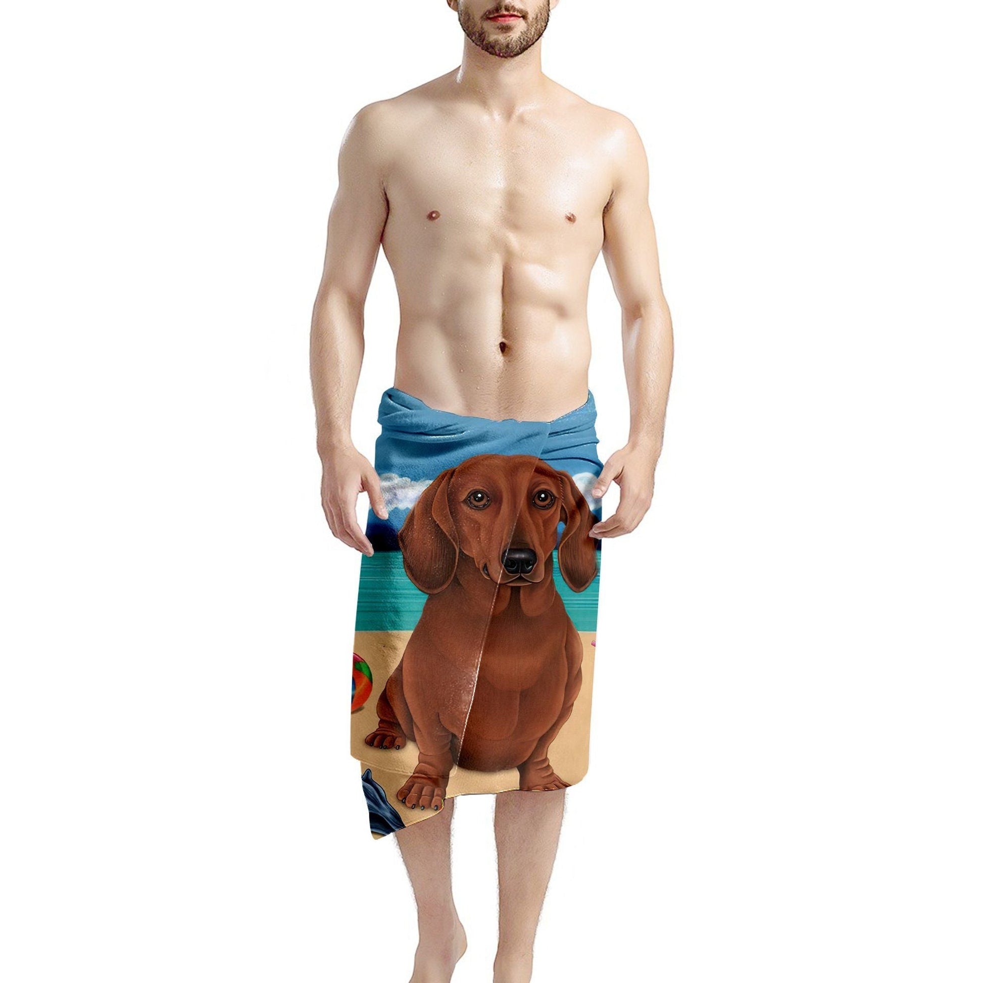 Gearhumans 3D Red Dachshund Dog Custom Beach Towel GW1205213 Towel 