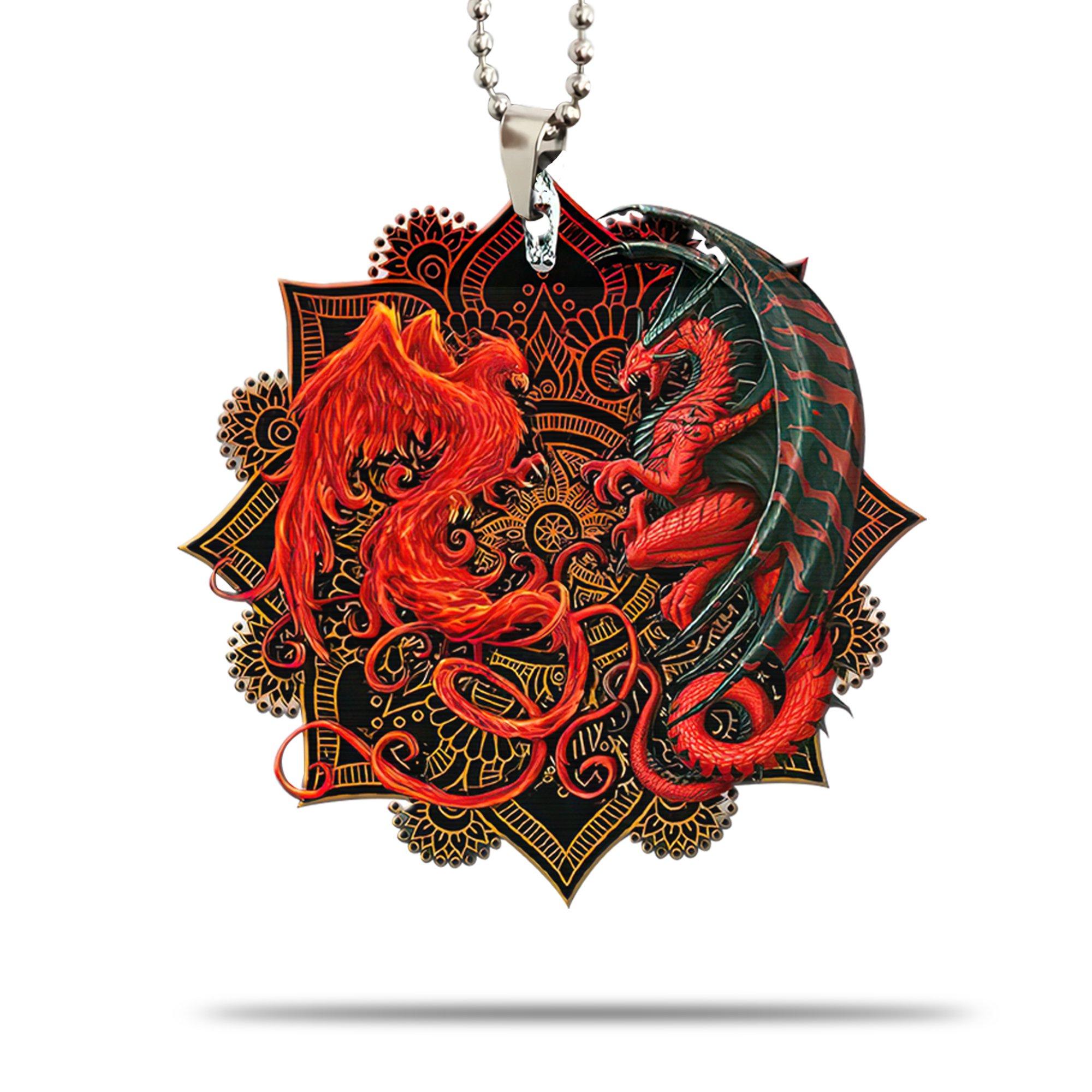 Gearhumans 3D Red Dragon Brocade Car Hanging GJ27052101 Car Hanging Car Hanging/1 Pack 