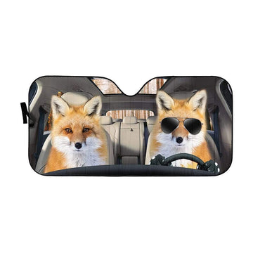 Gearhumans 3D Red Fox Couple Custom Car Auto Sunshade