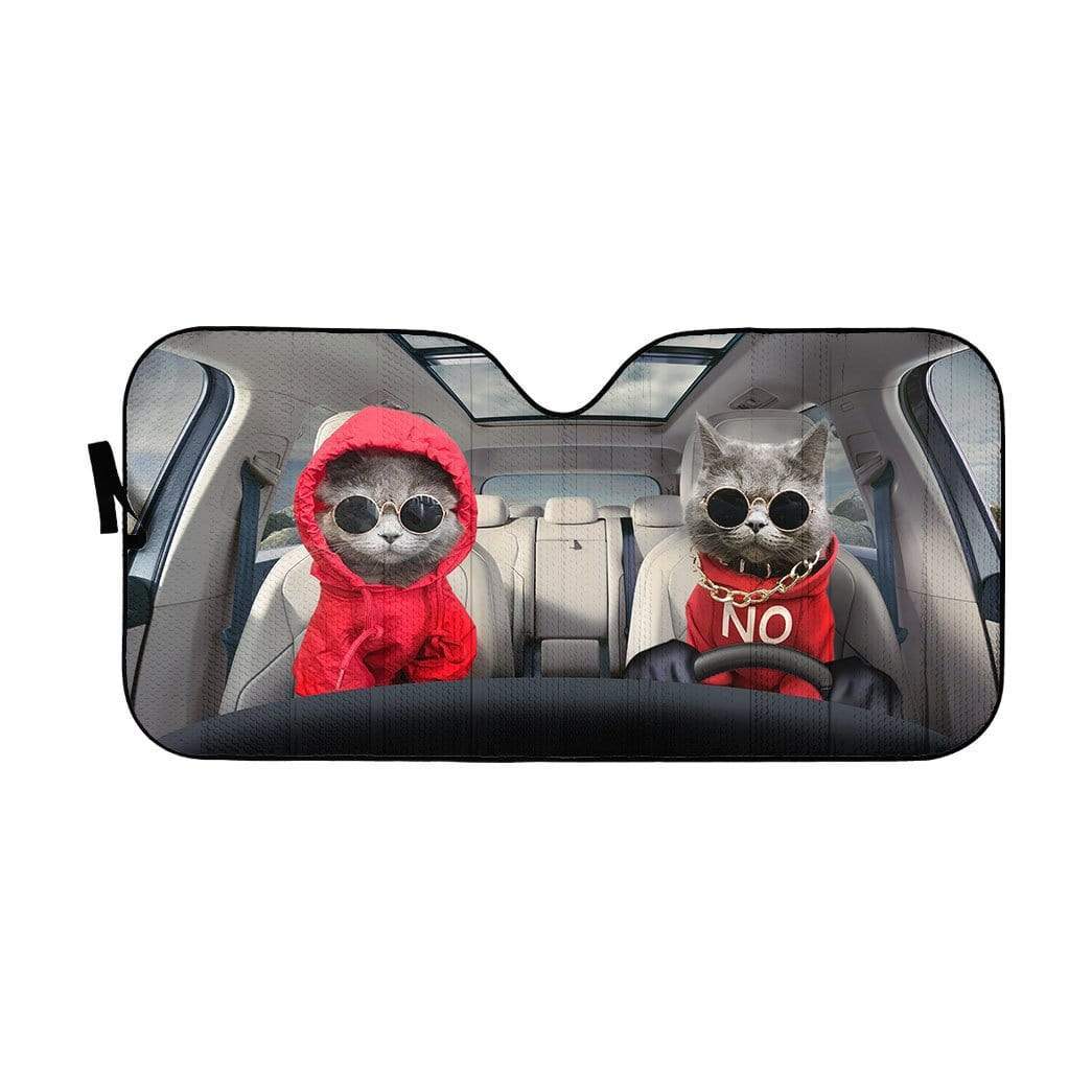 gearhumans 3D Red Hoodie Chartreux Cats Custom Car Auto Sunshade GV050612 Auto Sunshade 57''x27.5'' 