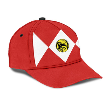 Gearhumans 3D Red Mighty Morphin Power Rangers Custom Name Cap