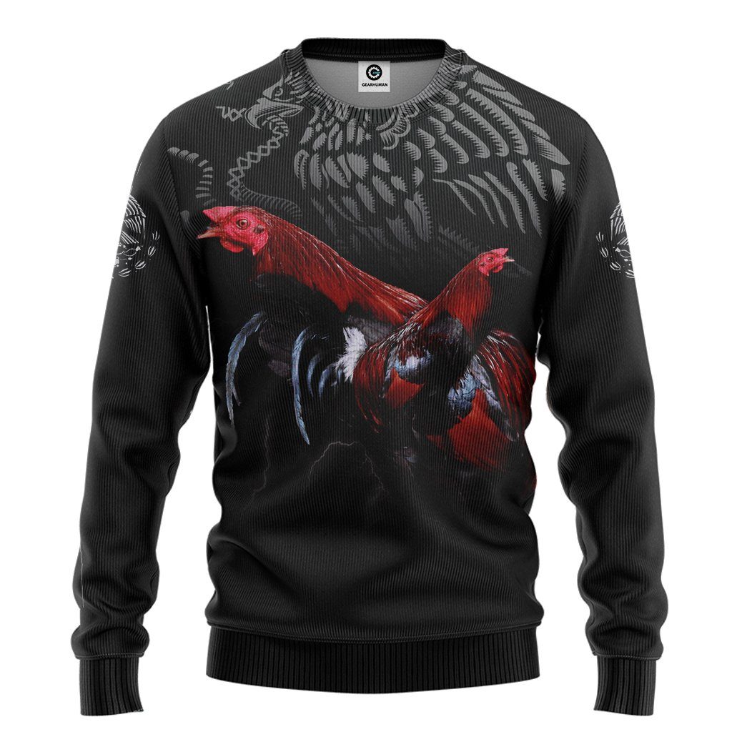 Gearhumans 3D Rooster Custom Tshirt Hoodie Apparel GJ14062108 3D Apparel Long Sleeve S 