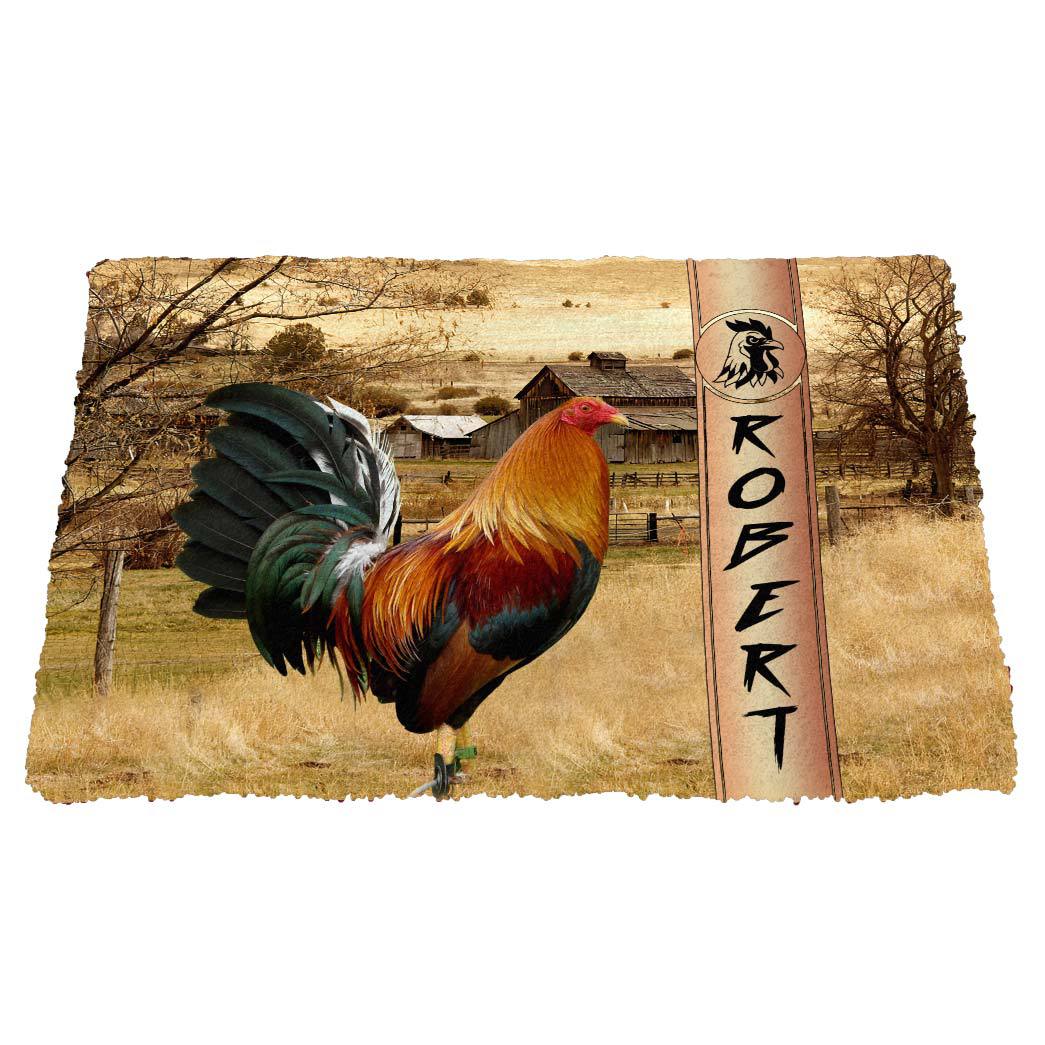 Gearhumans 3D Rooster Ranch Grass Custom Name Doormat GW0806216 Doormat 