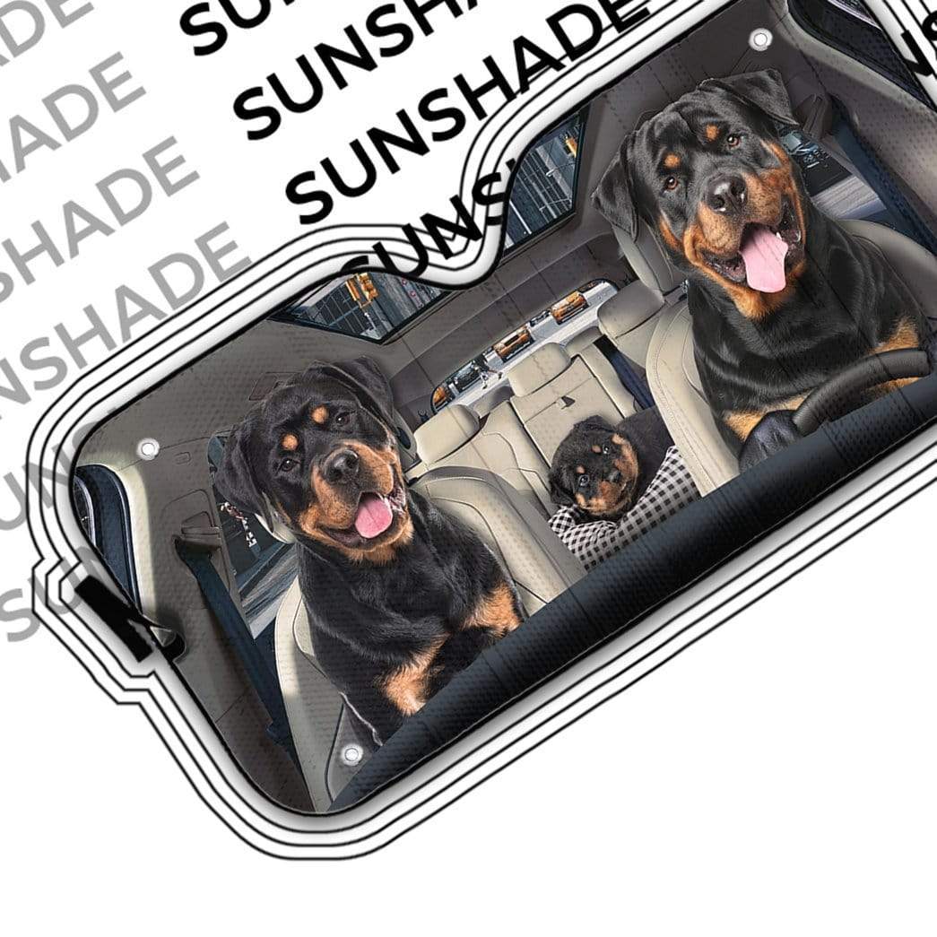 gearhumans 3D Rottweiler Family Custom Car Auto Sunshade GL29075 Auto Sunshade 