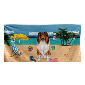 Gearhumans 3D Rough Collie Dog Custom Beach Towel