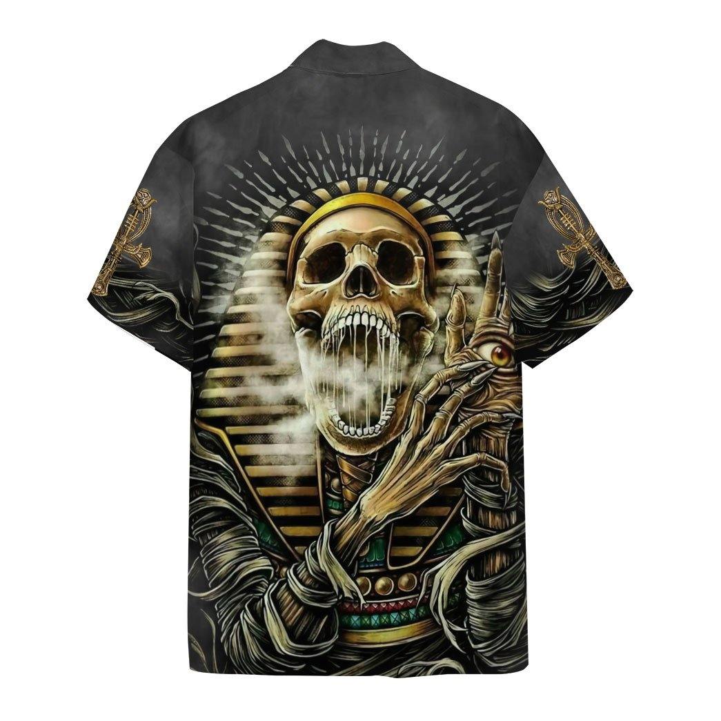 Gearhumans 3D Sacred Skull Ancient Egypt Custom Short Sleeves Shirt, HAWAI Shirt / XL Short Sleeve Short, Hawaiian Shirts for Men