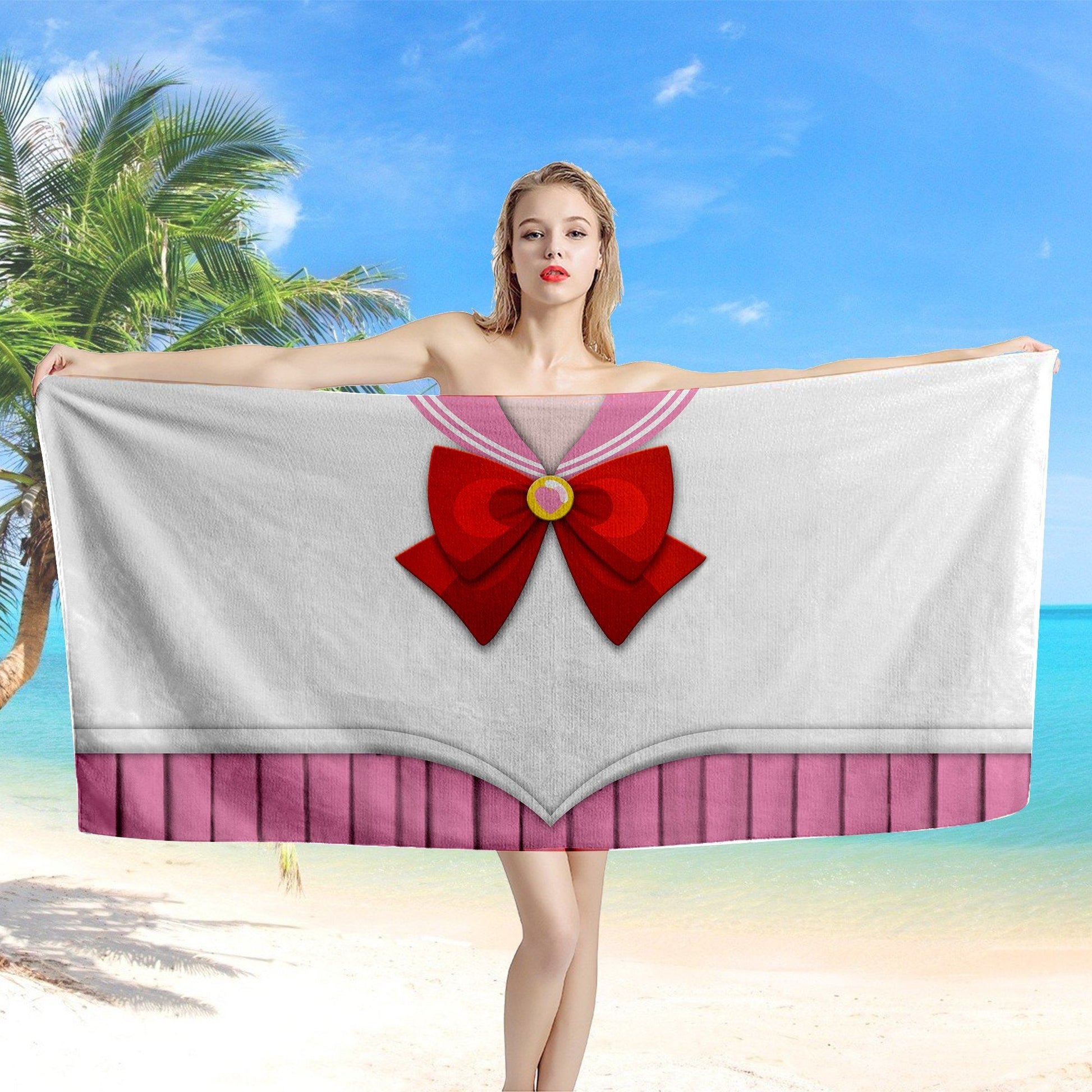 Gearhumans 3D Sailor Chibi Moon Beach Towel ZC2304211 Towel 