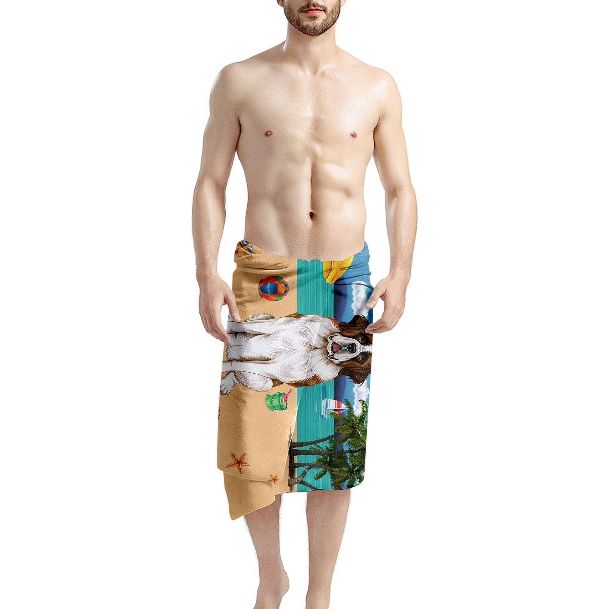 Gearhumans 3D Saint Bernard Dog Custom Beach Towel GW120519 Towel 