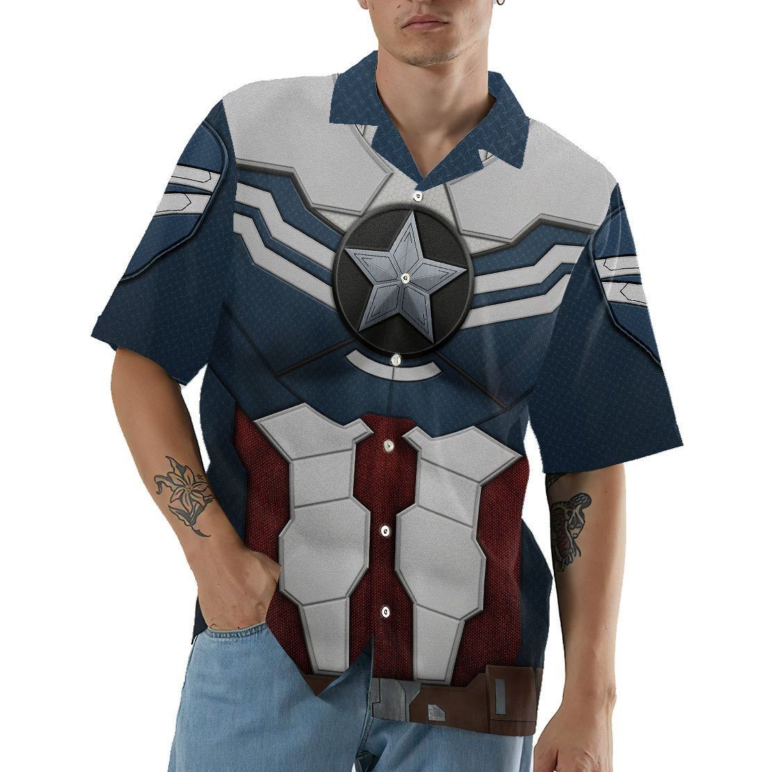 Gearhumans 3D Sam Wilson Captain America Custom Hawaii Shirt ZZ2604211 Hawai Shirt 