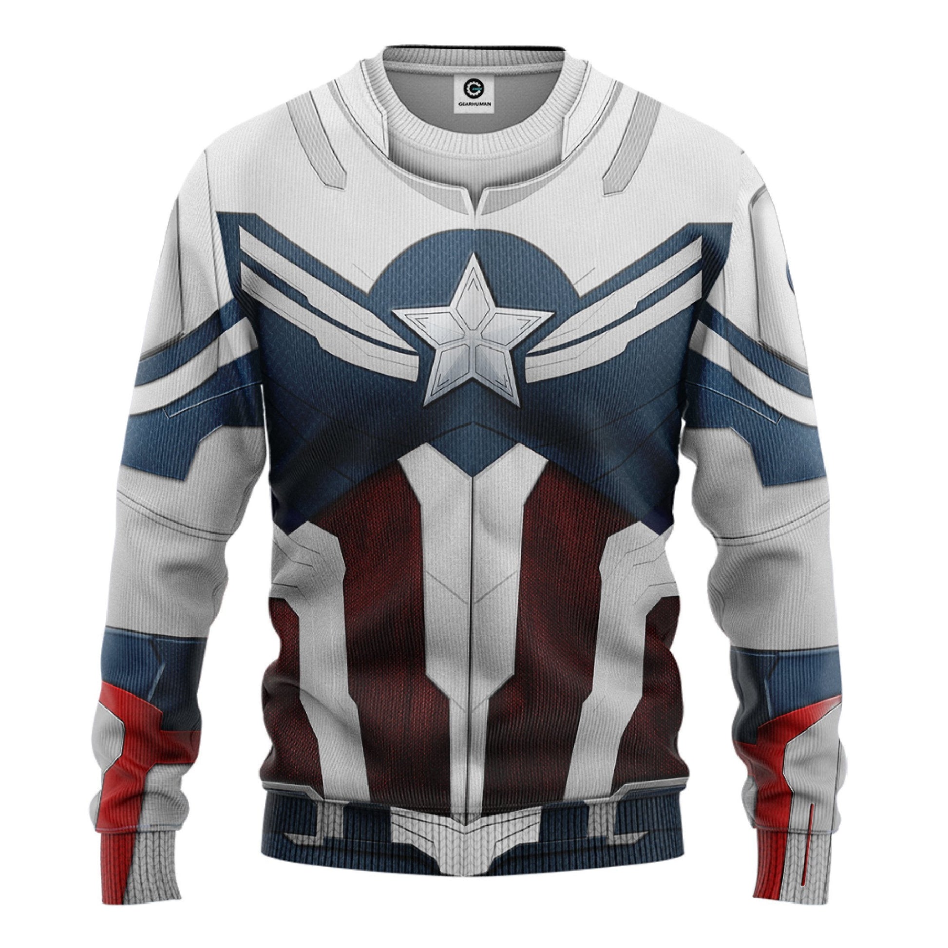 Gearhumans 3D Sam Wilson Captain America Custom Tshirt Hoodie Apparel GW260410 3D Apparel Long Sleeve S 