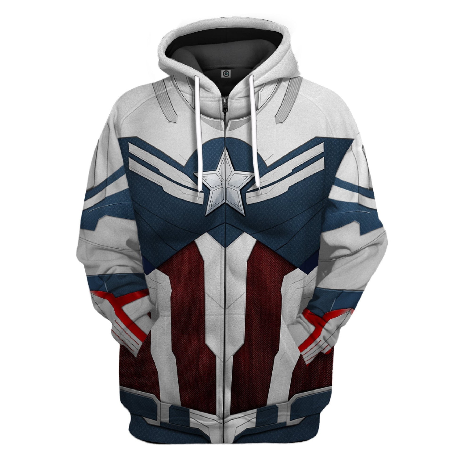 Gearhumans 3D Sam Wilson Captain America Custom Tshirt Hoodie Apparel GW260410 3D Apparel Zip Hoodie S 
