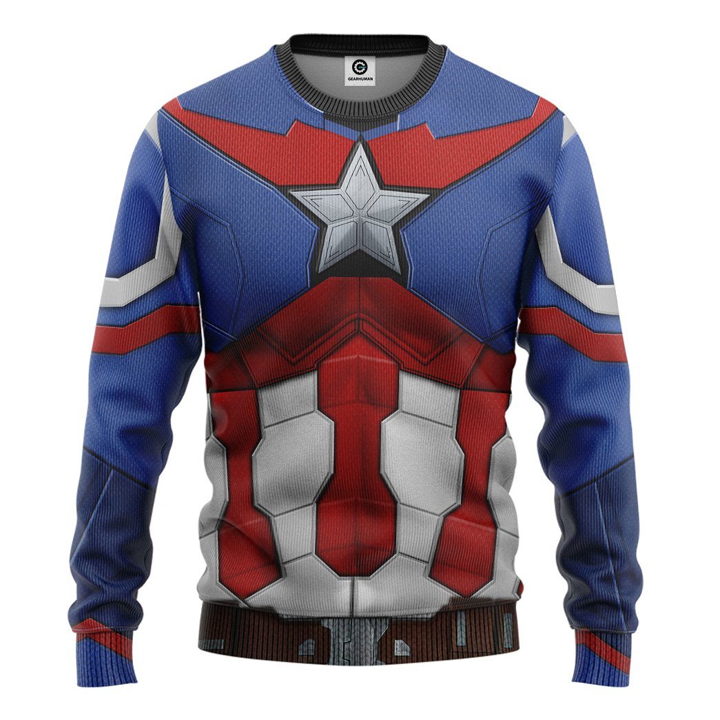 Gearhumans 3D Sam Wilson Captain American 2 Custom Tshirt Hoodie Apparel GJ2604211 3D Apparel Long Sleeve S 