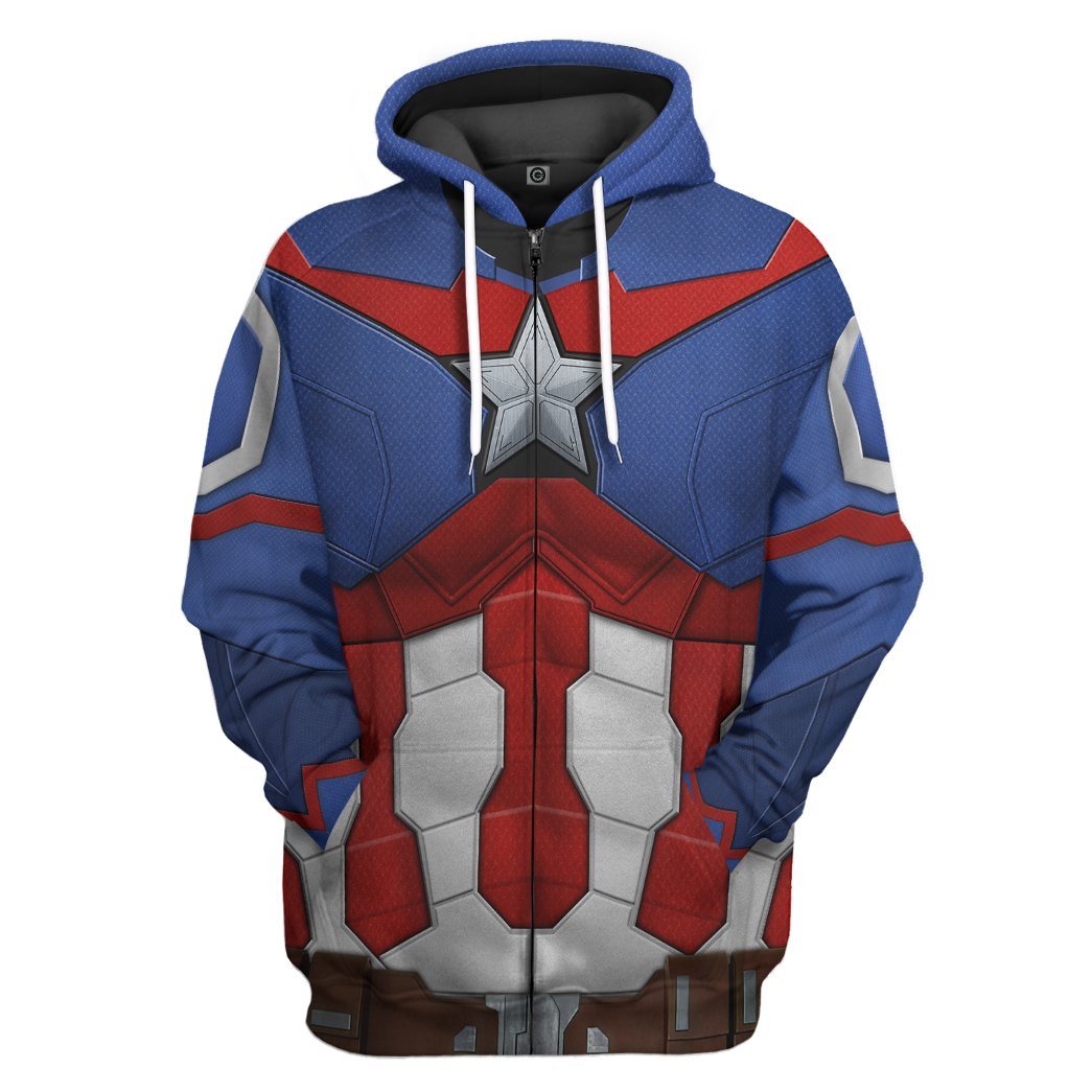 Gearhumans 3D Sam Wilson Captain American 2 Custom Tshirt Hoodie Apparel GJ2604211 3D Apparel Zip Hoodie S 