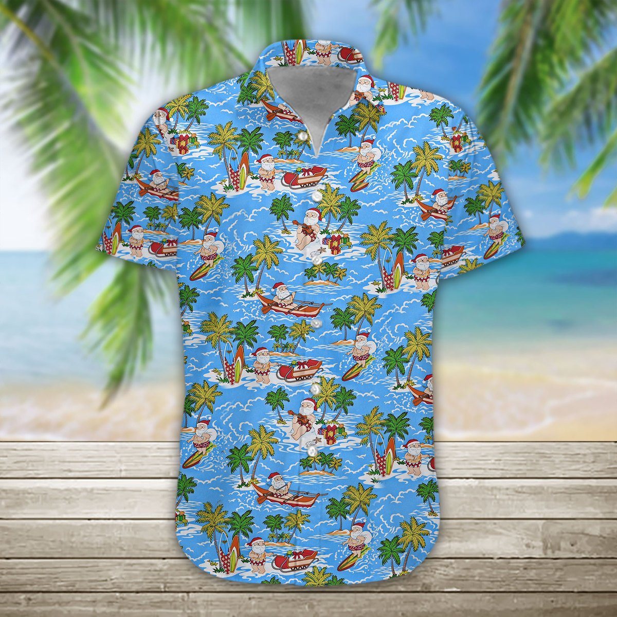 Gearhumans 3D Santa Hawaii Shirt hawaii Short Sleeve Shirt