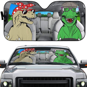 Gearhumans 3D Saurus Rex Family Custom Car Auto Sunshade