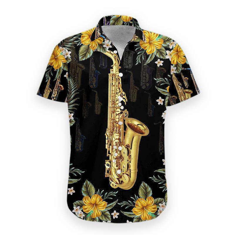 Gearhumans 3D Saxophone Hawaii Shirt ZG-HW20082005 Short Sleeve Shirt Hawaii Shirt / S