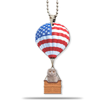 Gearhumans 3D Scottish Fold Cat In Hot Air Balloon Custom Car Hanging GW10062125 Car Hanging Car Hanging/1 Pack 