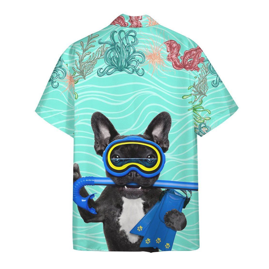 Gearhumans 3D Scuba Diving French Bull Dog Hawaii Shirt ZK1905217 Hawai Shirt 