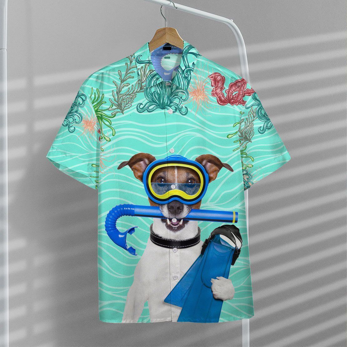 Gearhumans 3D Scuba Diving Jack Russell Terrier Dog Hawaii Shirt ZK1905216 Hawai Shirt 