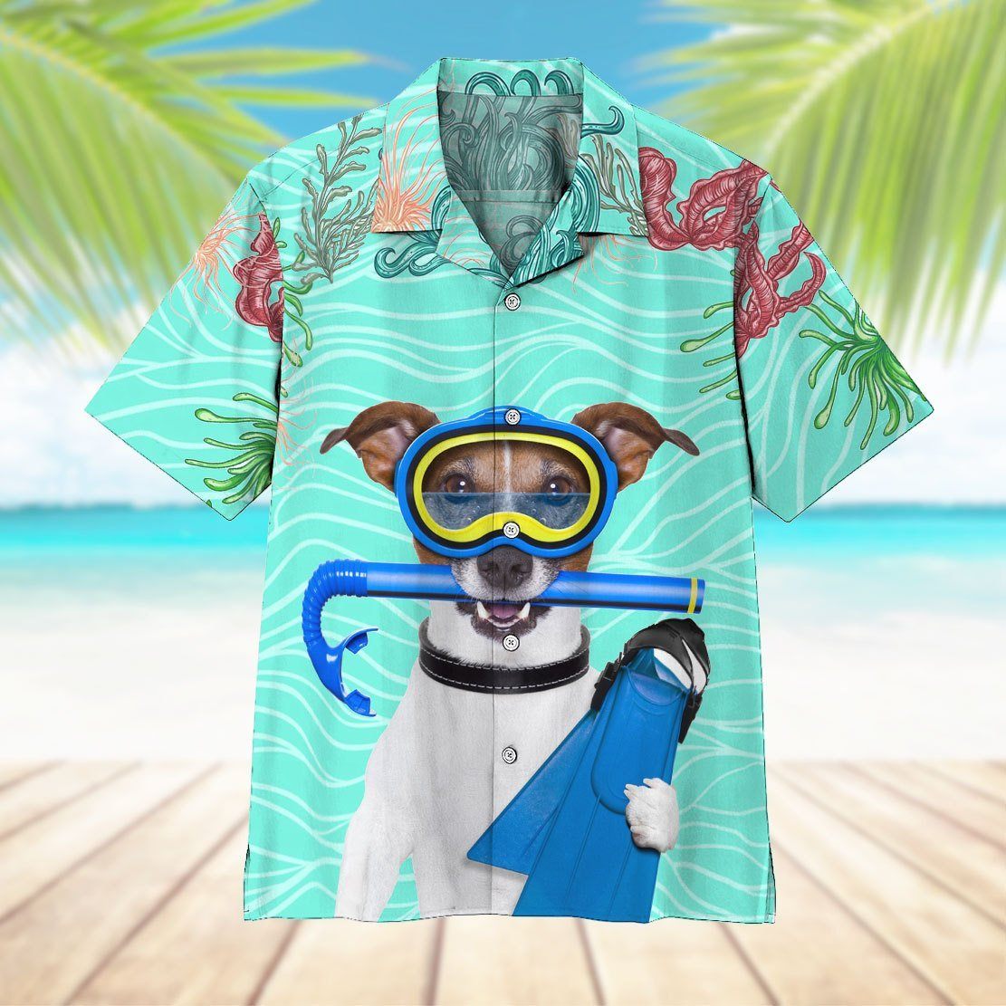 Gearhumans 3D Scuba Diving Jack Russell Terrier Dog Hawaii Shirt ZK1905216 Hawai Shirt 