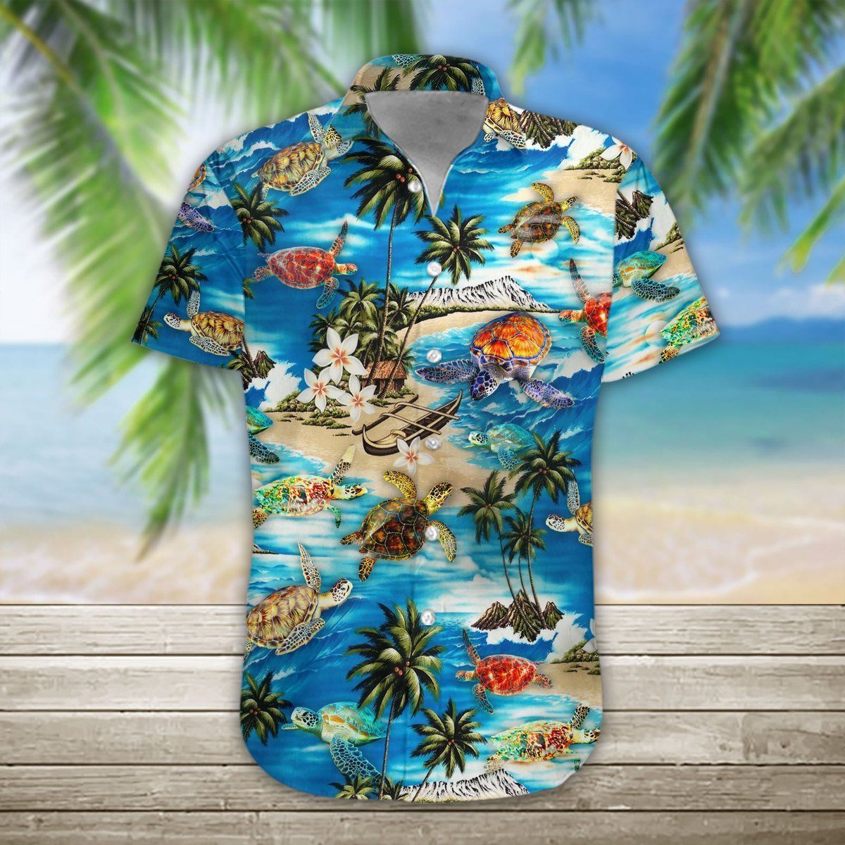 Gearhumans 3D Sea Turtle Hawaii Shirt hawaii Short Sleeve Shirt