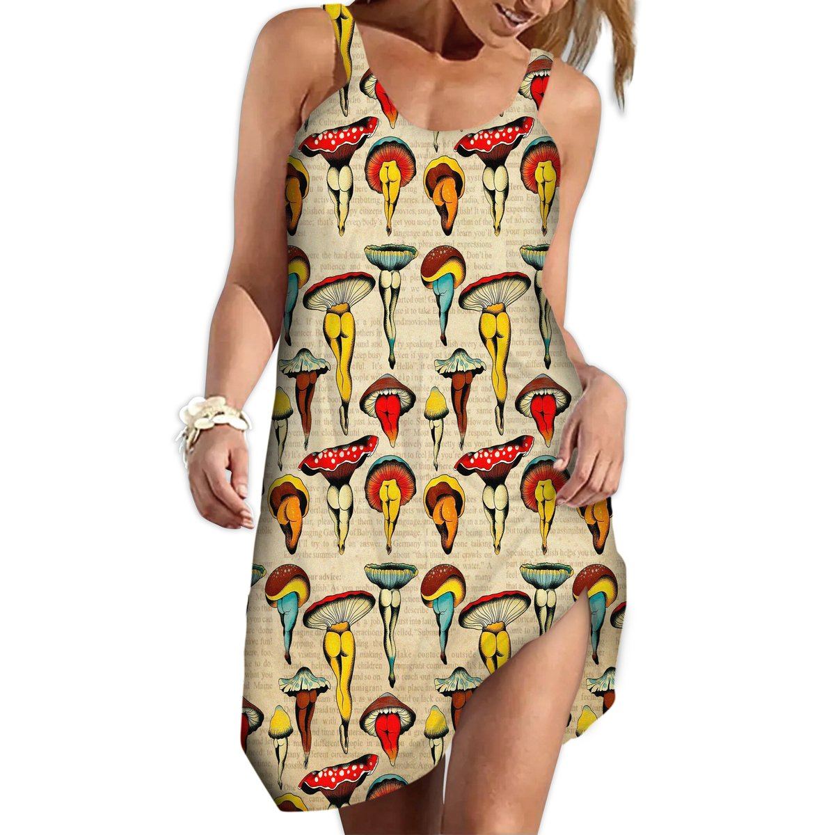 Gearhumans 3D Sexy Mushroom World Custom Sleeveless Beach Dress GO14062117 Beach Dress Beach Dress S 