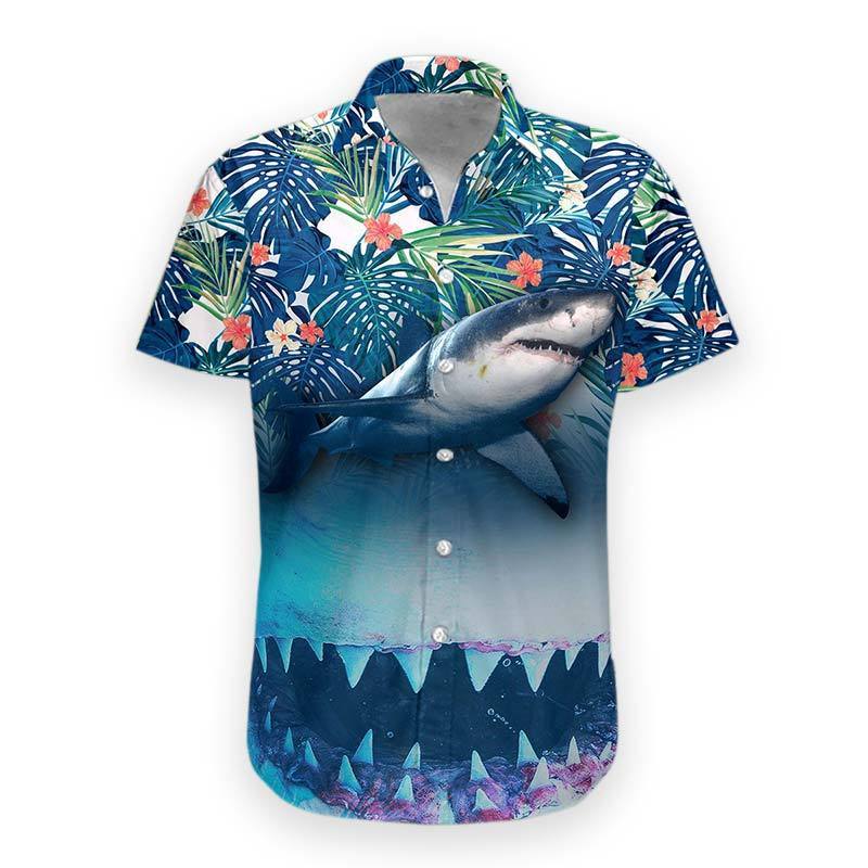 Gearhumans 3D Shark Hawaii Shirt hawaii Short Sleeve Shirt S