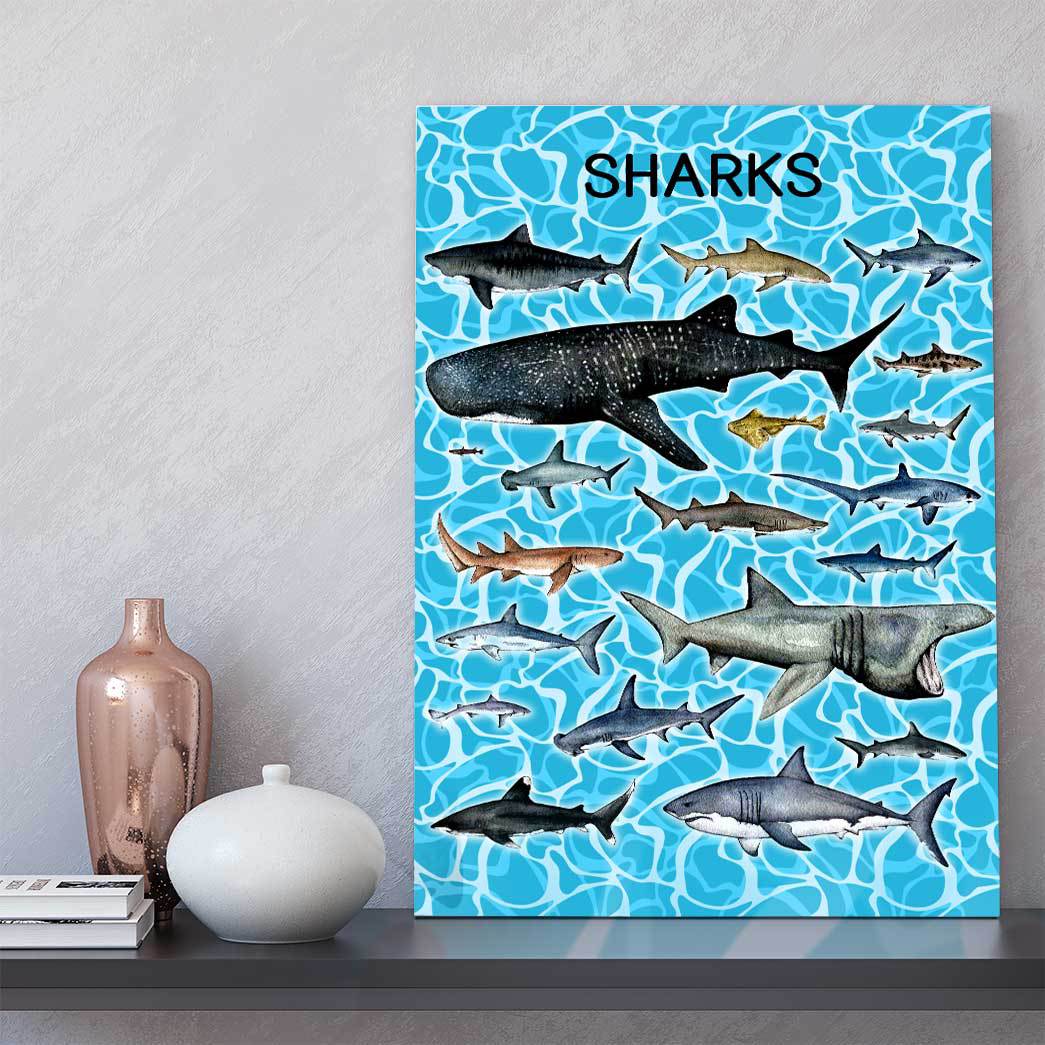 Gearhumans 3D Sharks Canvas ZK18052110 Canvas 