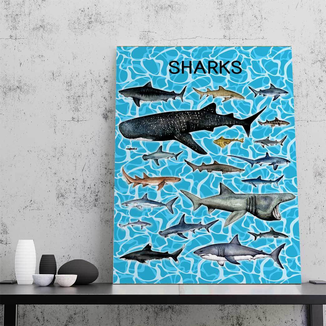 Gearhumans 3D Sharks Canvas ZK18052110 Canvas 